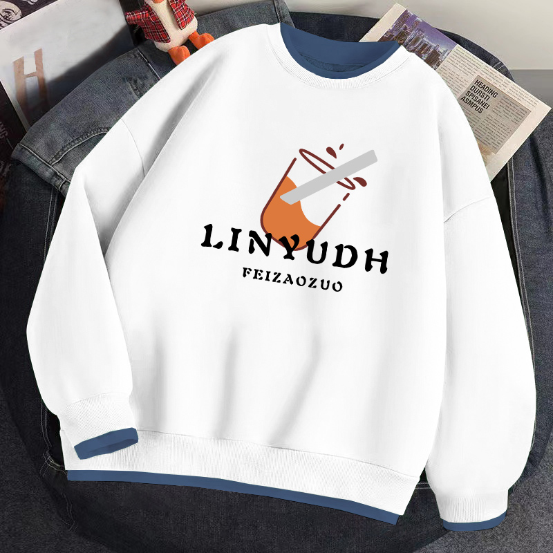 圆领假两件卫衣春秋潮牌无帽外套