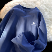 长袖 港风ins潮牌纯棉上衣服宽松学生情侣内搭打底衫 t恤男士 春秋季