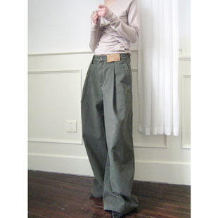 SUPERSCAPE素舶 做旧石磨水洗直筒宽松阔腿 百搭休闲工装裤