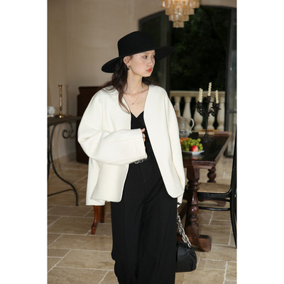 经典短款双面呢外套绵羊毛