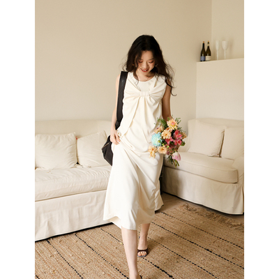 SUPERSCAPE素舶  蝴蝶结搭片垂感无袖连衣裙