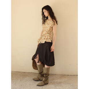 素舶SUPERSCAPE 高密肌理感丝滑斜门襟茧型下摆抽绳半裙