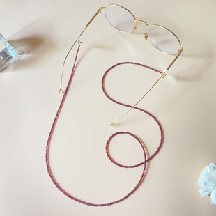 天然石榴石眼镜链女时尚小圆珠挂脖项链毛衣链长款百搭墨镜防丢链