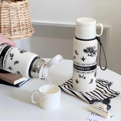 新款栀子花保温杯316不锈钢大容量水杯户外便携高颜值女生泡茶杯