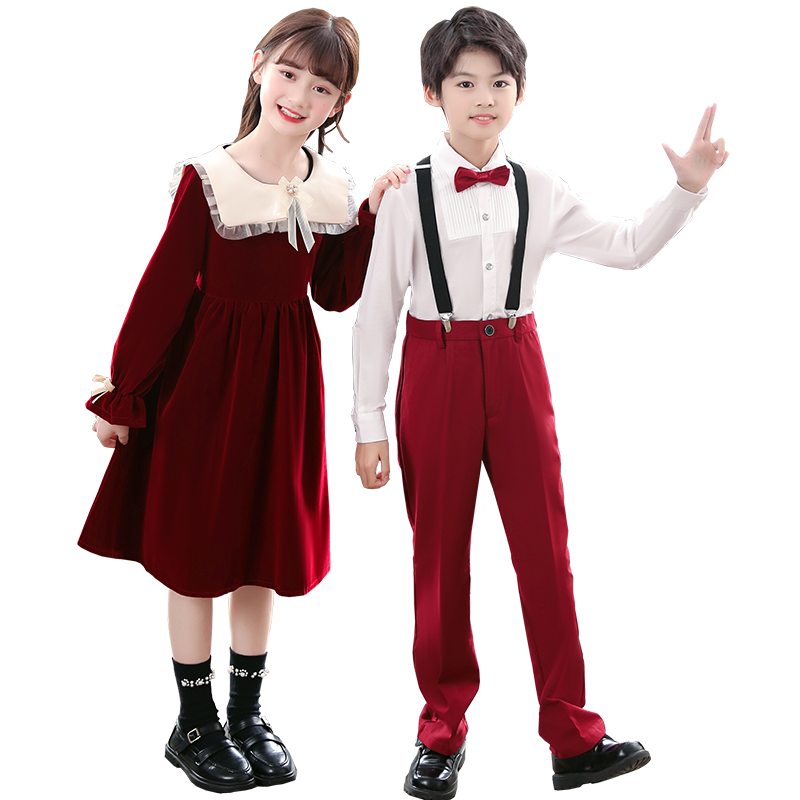 元旦儿童合唱演出服男女童中小学生诗歌朗诵舞蹈主持礼服表演服装