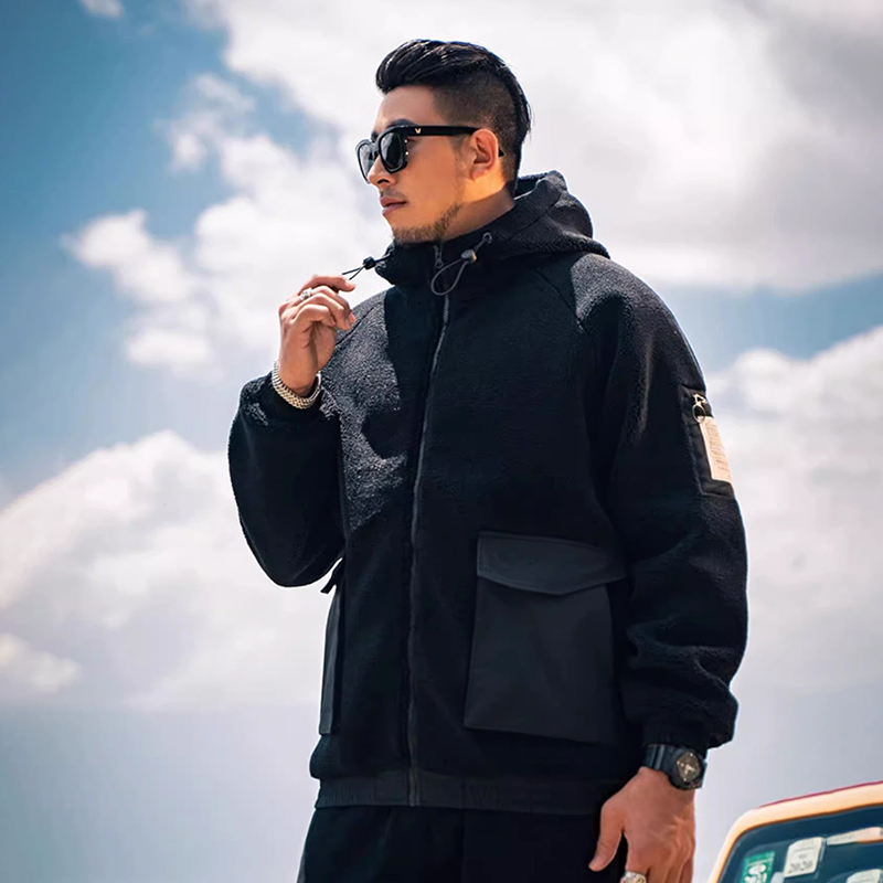 秋冬季特大码300斤羊羔绒夹克男