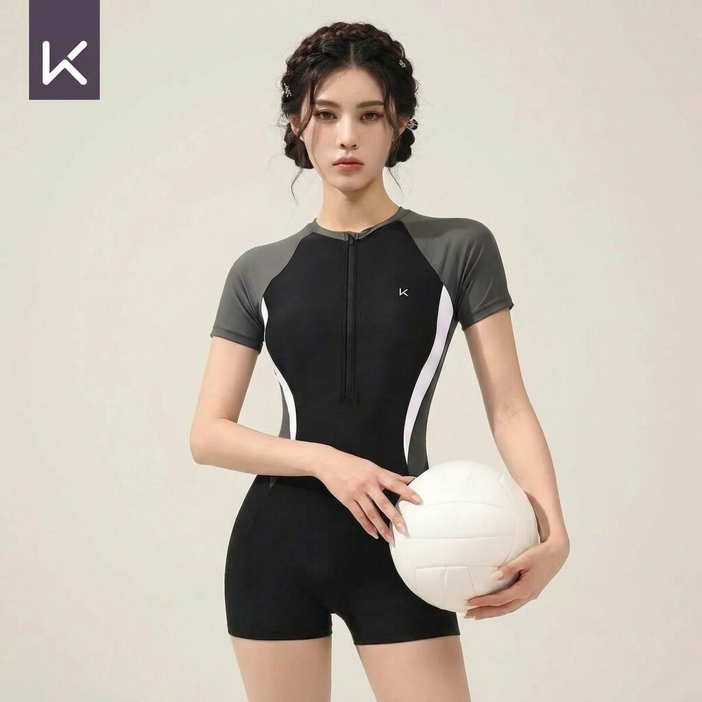 Keep泳衣女士连体遮肉显瘦爆款平角显瘦大码保守游泳馆专用游泳装