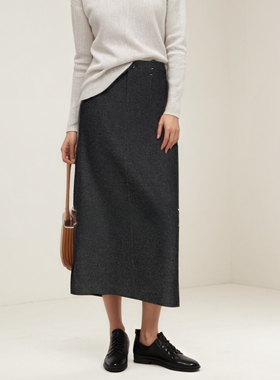 MSL羊毛半身裙直筒毛呢休闲半裙女显高显瘦H型秋冬新款中长款半裙