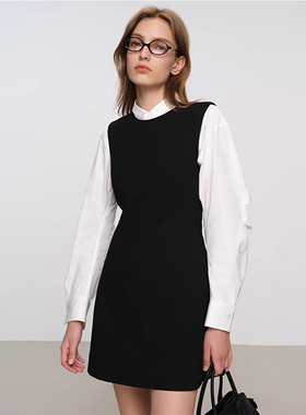 MSL无袖连衣裙马#拉同面料60S长绒棉羊腿镰刀袖衬衫新款衬衣马甲