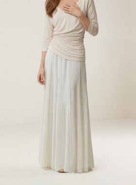 MSL插片拼接铜氨丝半身裙显瘦气质垂感鱼尾A字长裙女中腰2025新款