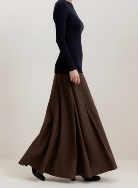 MSL设计师款开叉活页半裙女高腰鱼尾半裙秋季新款长裙百搭半身裙