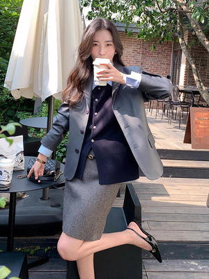 西装高级感绵羊皮上衣皮衣外套