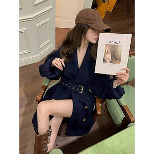 高端中长款小个子显瘦时尚双面毛呢羊绒大衣外套女款2025新款秋冬