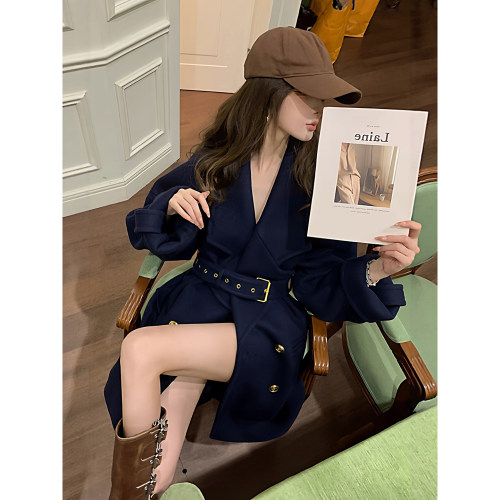 显瘦时尚双面毛呢羊绒大衣外套女