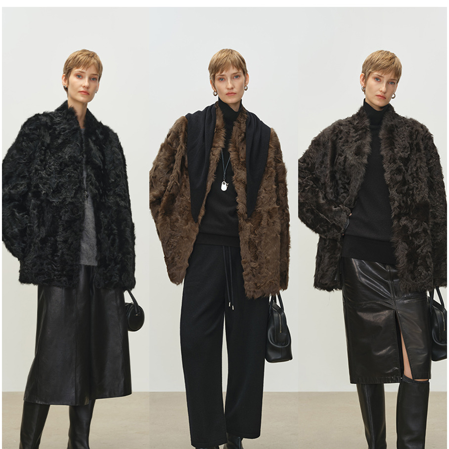 小湖羊皮毛一体女款立领羊皮草25