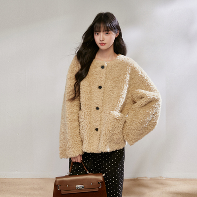 韩系羊羔毛保暖外套女