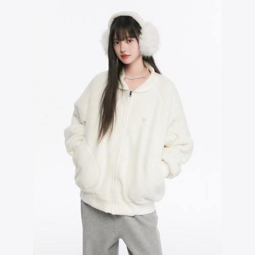 韩系复古毛绒外套女秋冬宽松