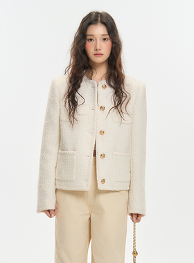 Pink ers联名款韩系春秋高级感时尚千金小香风编织粗花呢短外套女