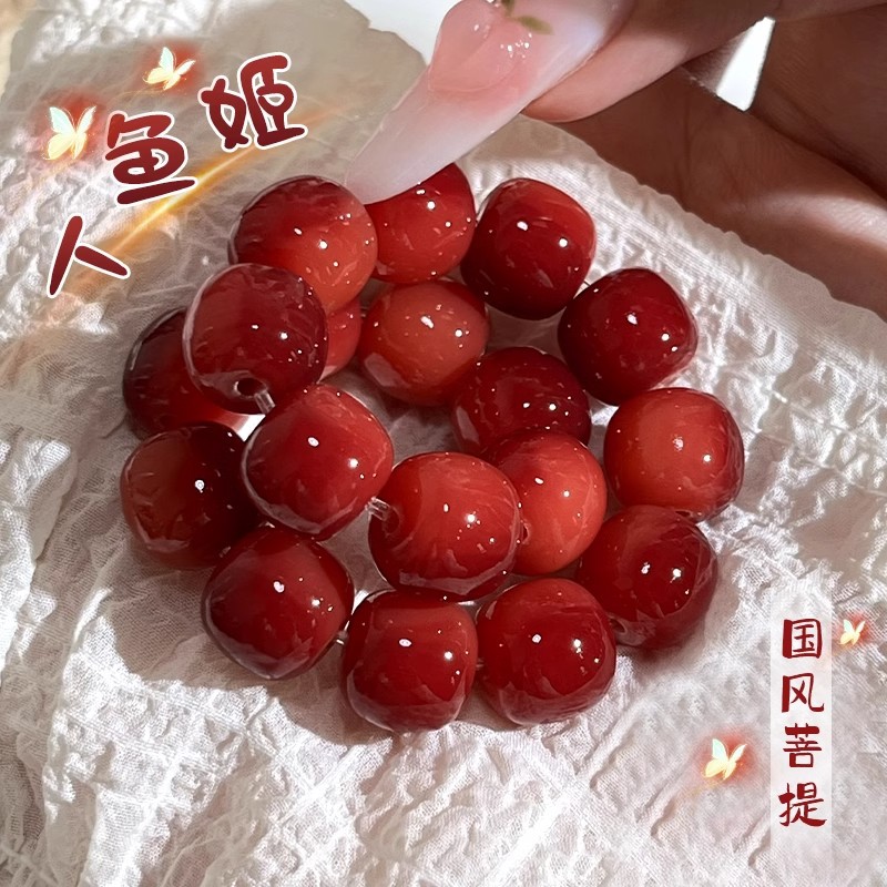 【爆款】天然菩提手串玫瑰红单圈桶珠男女绕指柔盘串手链文玩批发