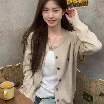 早秋季穿搭韩系针织开衫女秋装2025新款慵懒风宽松毛衣薄款短外套