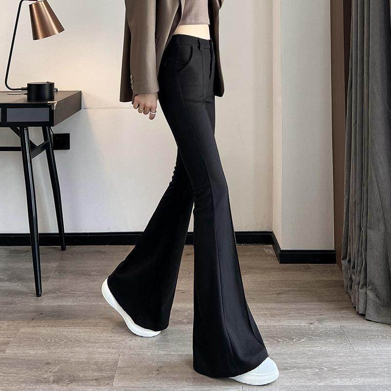 微喇叭裤女2025秋冬新款高腰修身显瘦显高垂感弹力休闲西装拖地裤