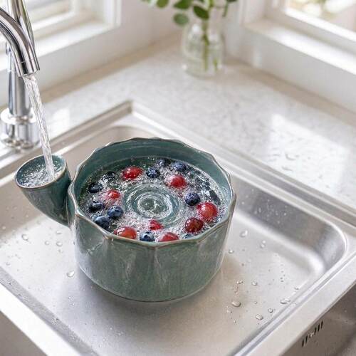 水流旋转陶瓷碗家用厨房