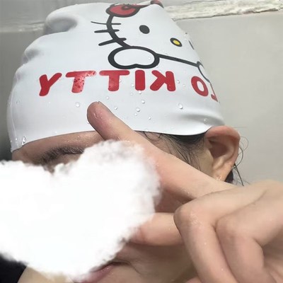 矽胶泳帽女款成人长发专用高弹力舒适防水加大不勒头可爱KT猫泳帽