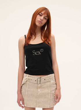 CARNE BOLLENTE设计师品牌 老虎上上山 25SS sex水钻吊带背心