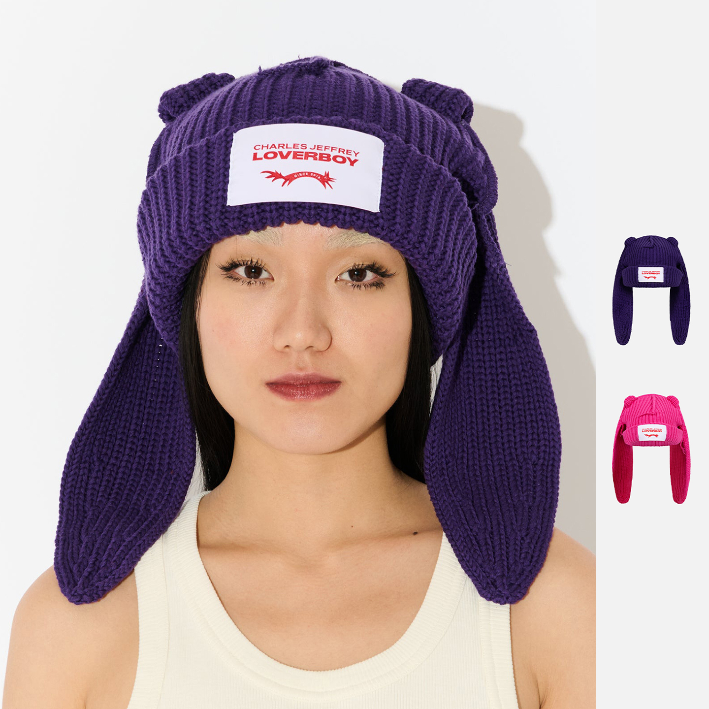 Charles Jeffrey LOVERBOY 25AW 粗针兔耳毛线帽 老虎上上山