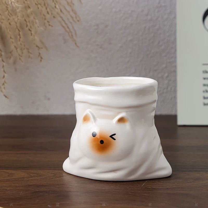 喝水杯子可爱布袋猫马克杯咖啡杯