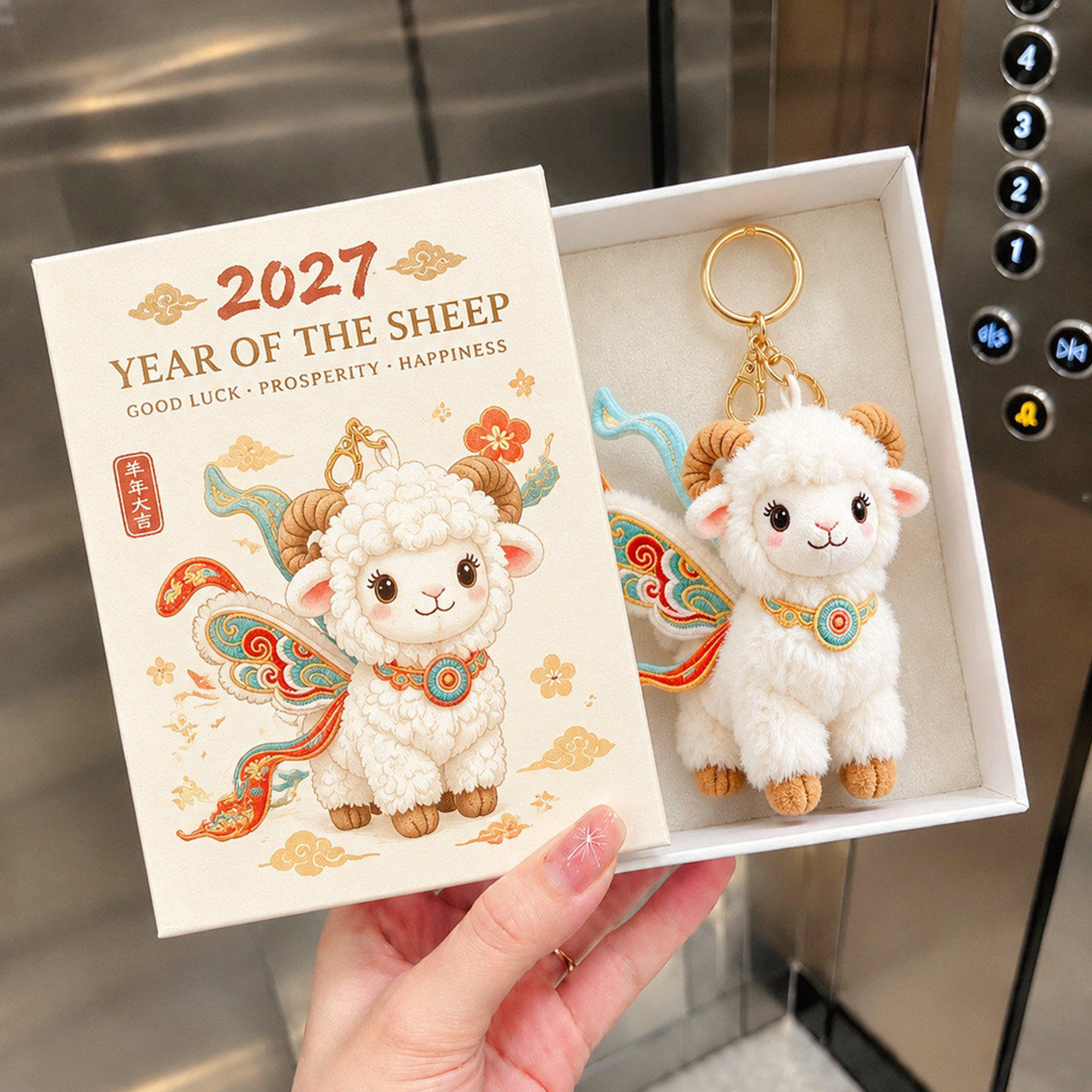 2027羊年吉祥物敦煌小羊包挂件创意书包挂饰毛绒钥匙扣本命年礼物