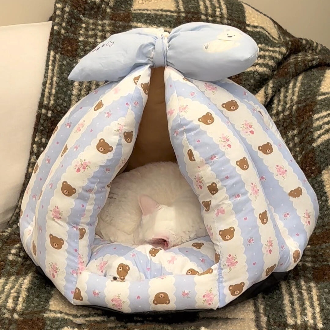 这蝴蝶结宠物窝够厚冬季狗狗保暖