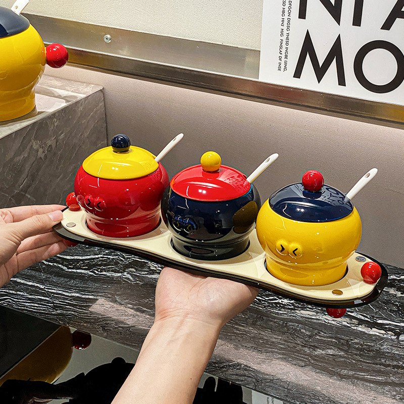 ins创意可爱陶瓷调味罐套装