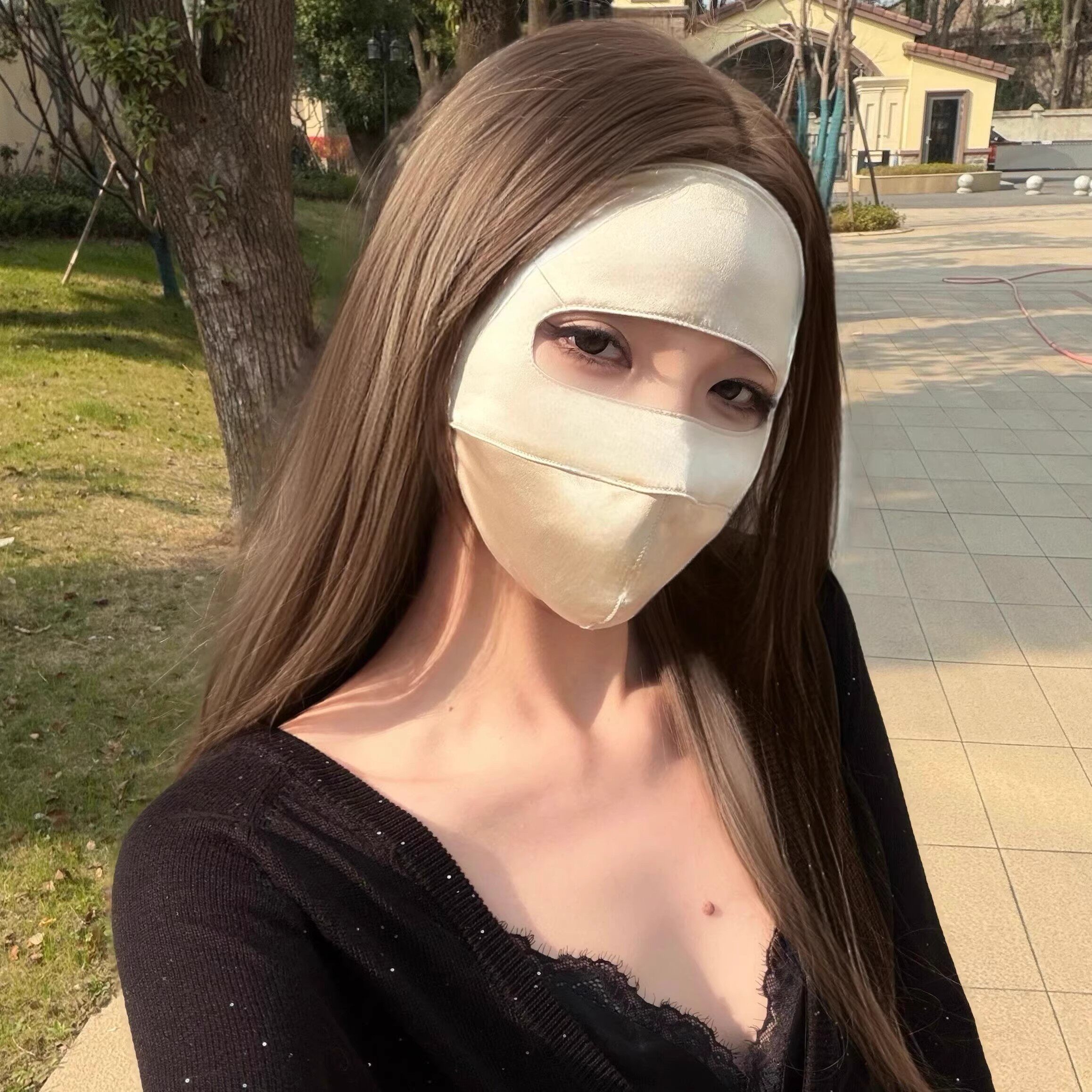 桑蚕丝全脸防晒遮阳面罩光子嫩肤