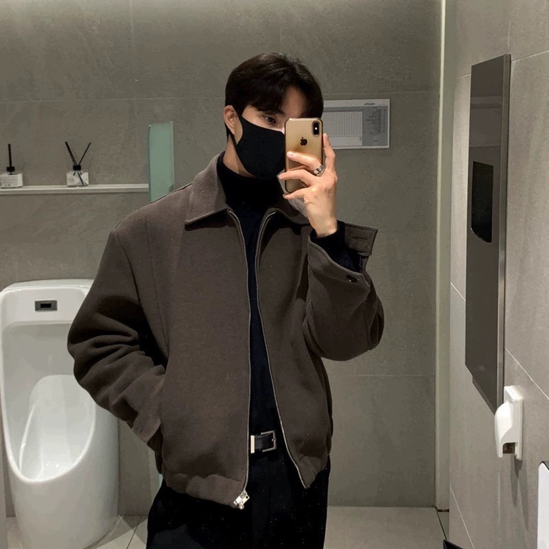 706-2-C1970-P108现货冬季韩版男士短款毛呢大衣宽松双拉链外套，男装毛呢大衣，星座706-2