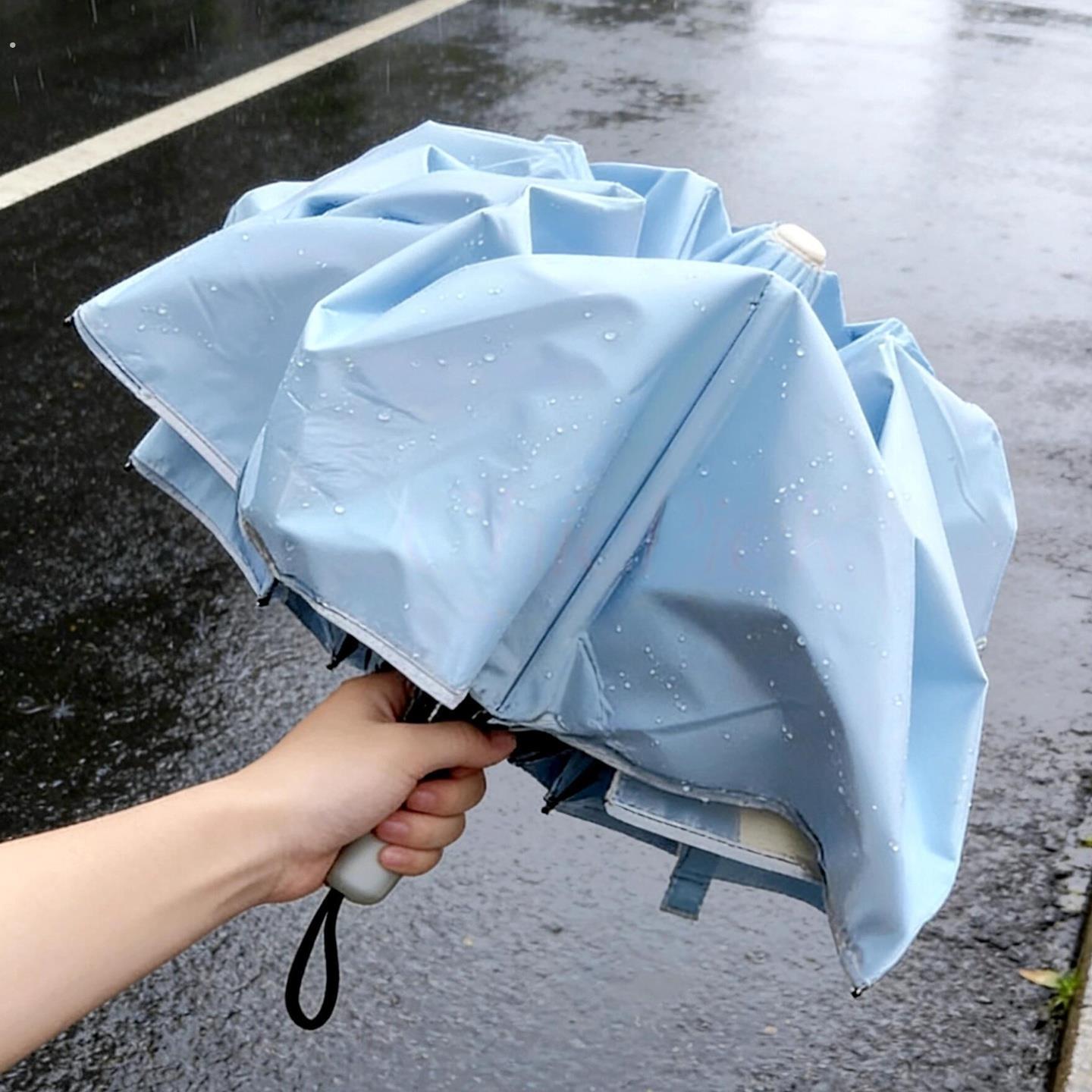 雨伞加大加厚加固户外遮阳防晒伞女晴雨两用小巧便携高颜值折叠伞