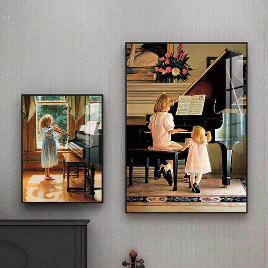 起贝钢琴上方装饰画音乐教室挂画古典音乐艺术培训班房间琴行壁画