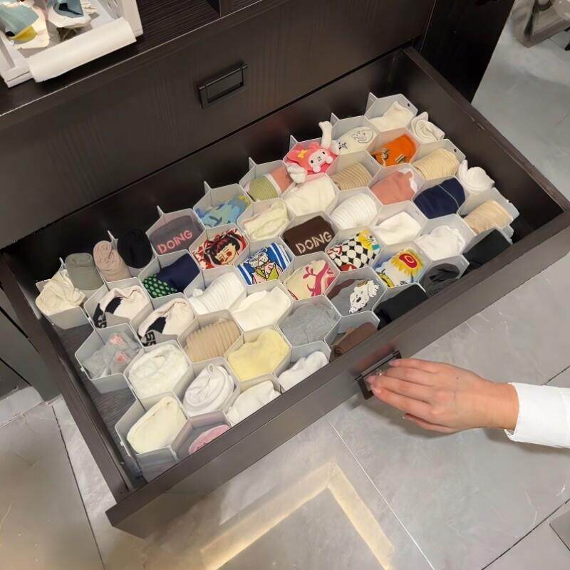 袜子收纳蜂窝式抽屉隔板内衣整理格分区收纳节省空间可裁剪免打孔