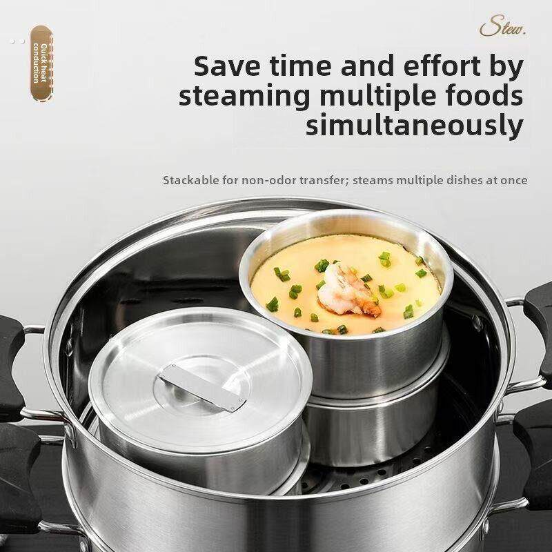 16带盖不锈钢鸡蛋羹蒸蛋蒸盘蒸盒蒸锅食品级笼屉蒸格蒸碗蒸饭