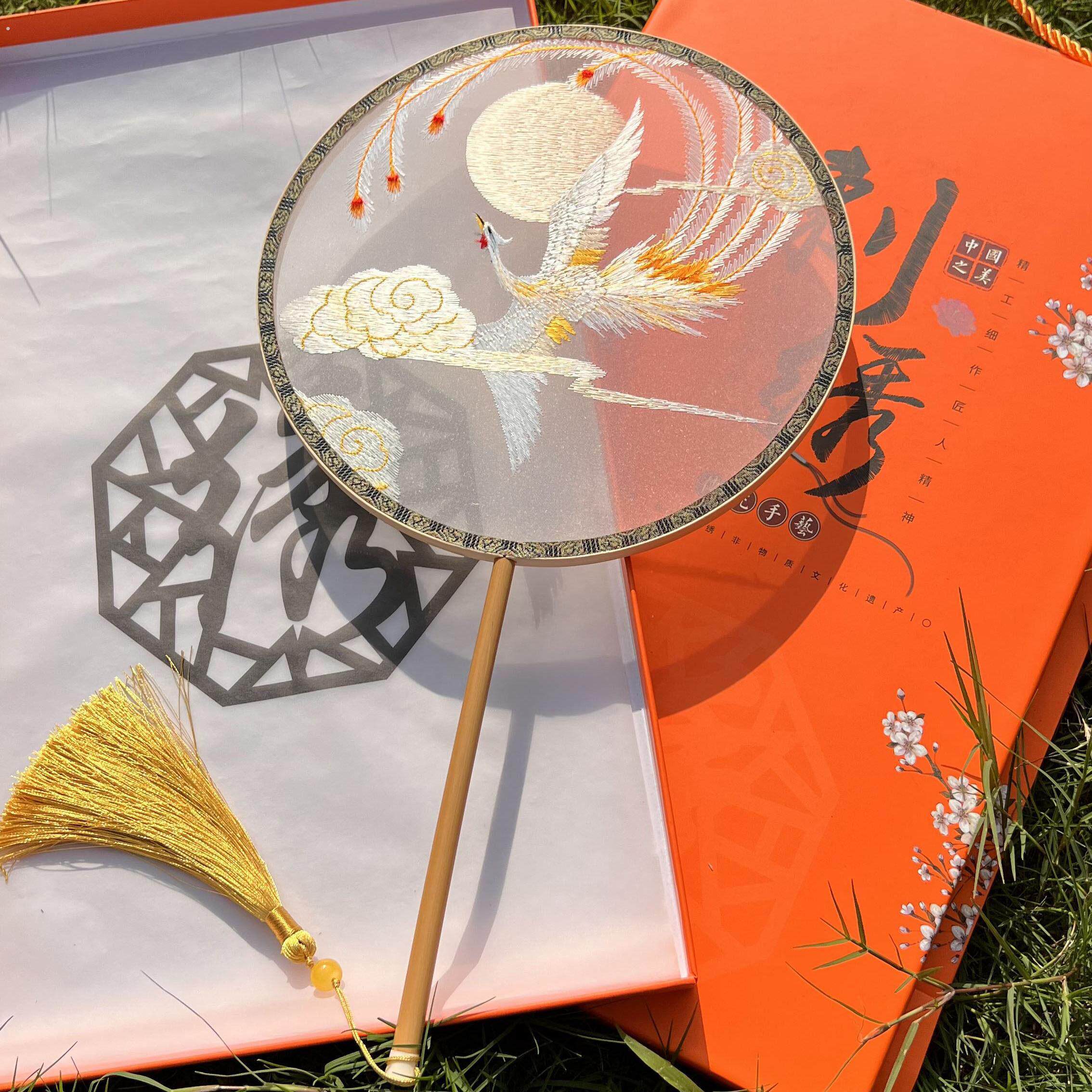 苏州古风团扇双面刺绣中国风苏绣汉服旗袍古装节日送礼舞蹈圆扇子