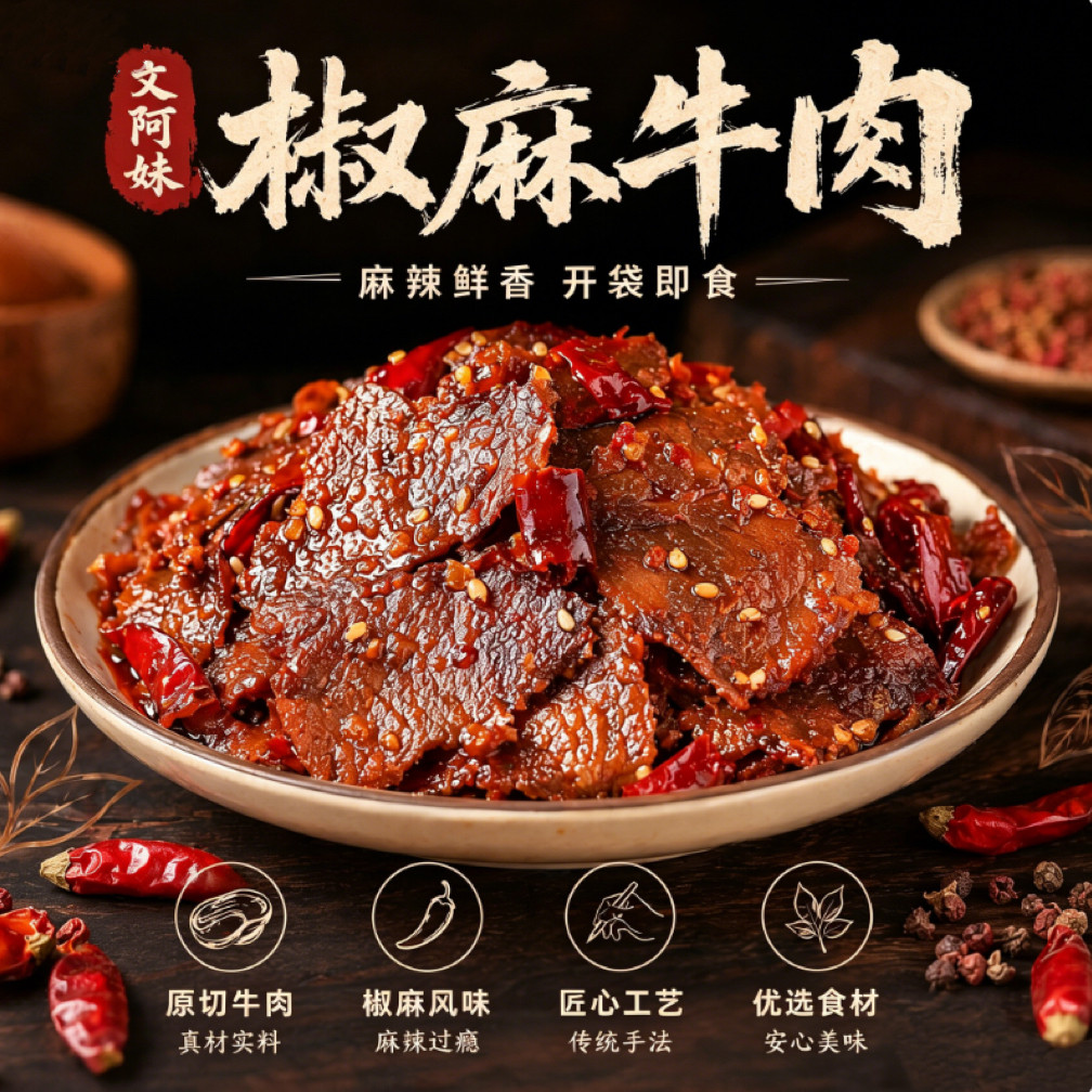 重庆开州特产文阿妹椒麻牛肉开袋即食熟食麻辣牛肉解馋特色小吃