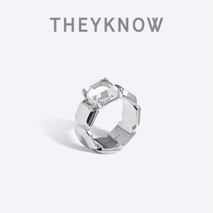 THEYKNOW水晶几何戒指轻奢天然水晶宝石系列小众设计礼物