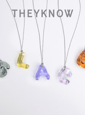 THEYKNOW玻璃系列mini26个字母项链姓名彩色琉璃吊坠礼物春夏手作