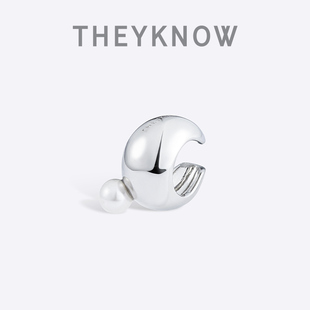 THEYKNOW天然珍珠金属耳夹简约无耳洞耳骨夹时尚气质高级耳饰