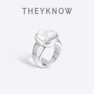 THEYKNOW宝石系列Clasp贝母鸡尾酒戒指小众原创设计指环生日礼物