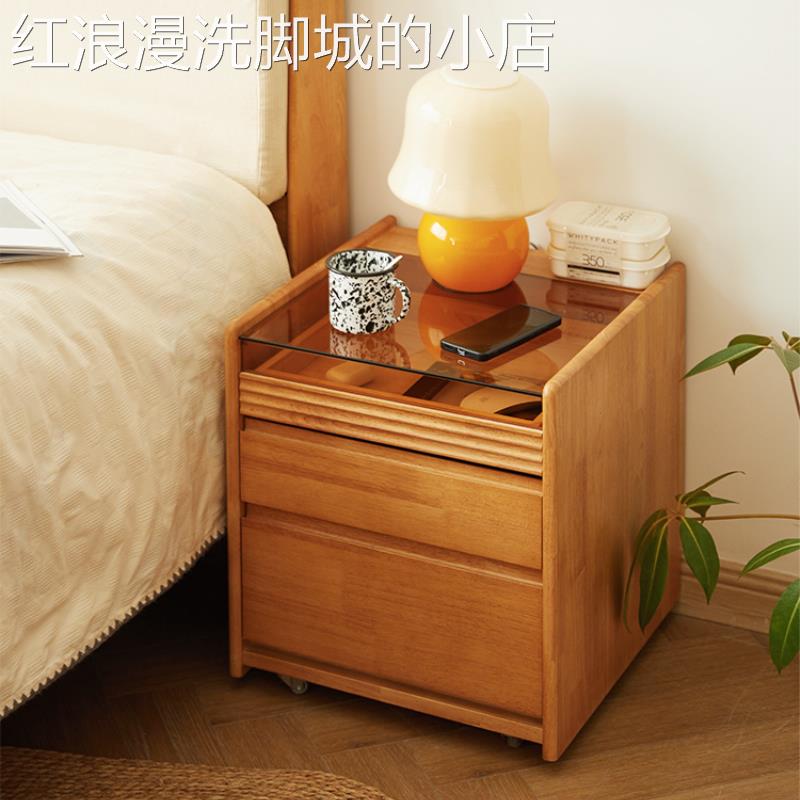 全实木移动边几家用小户型沙发边柜角几小型收纳储物柜床头柜