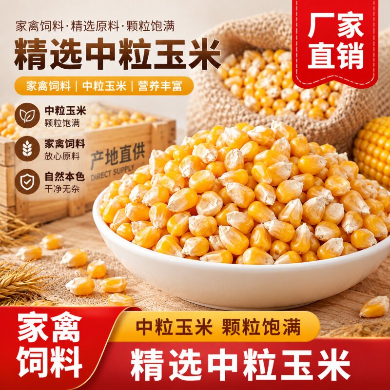 鸡鸭鹅猪牛羊家禽养殖农家玉米粒