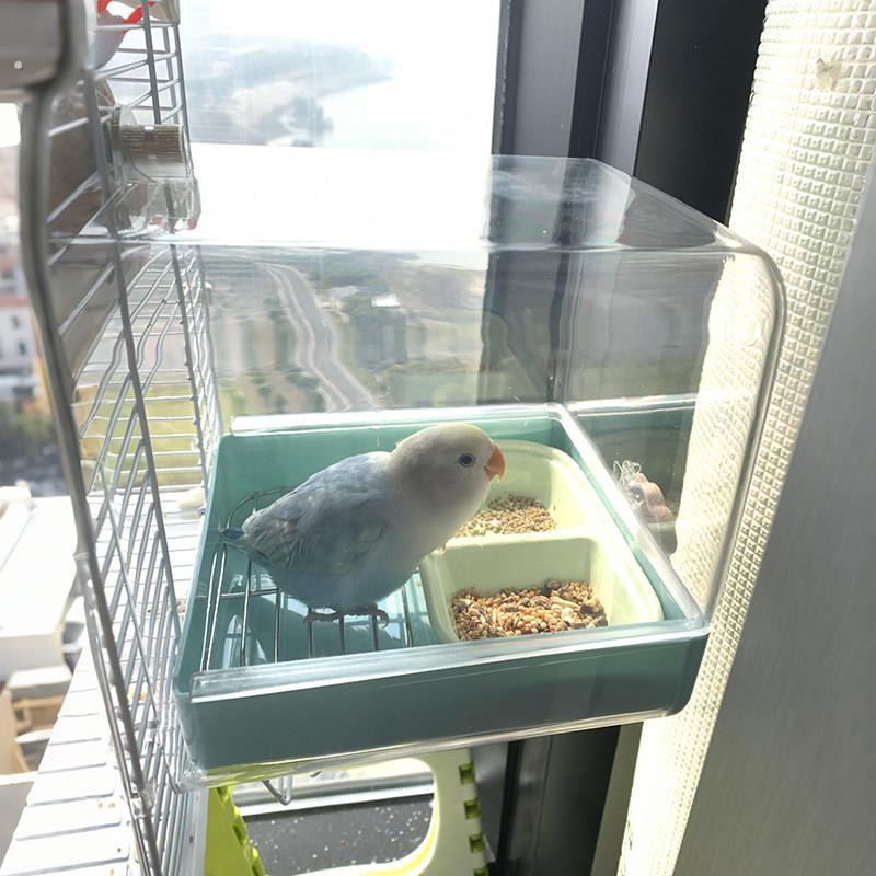 鹦鹉外置食盒防溅撒抽拉式陶瓷鸟食盆牡丹虎皮玄凤小鸡食堂易打扫