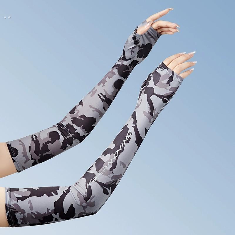 夏季开 车防晒手套女半指长版薄冰丝防晒袖套男骑行运动护手臂套