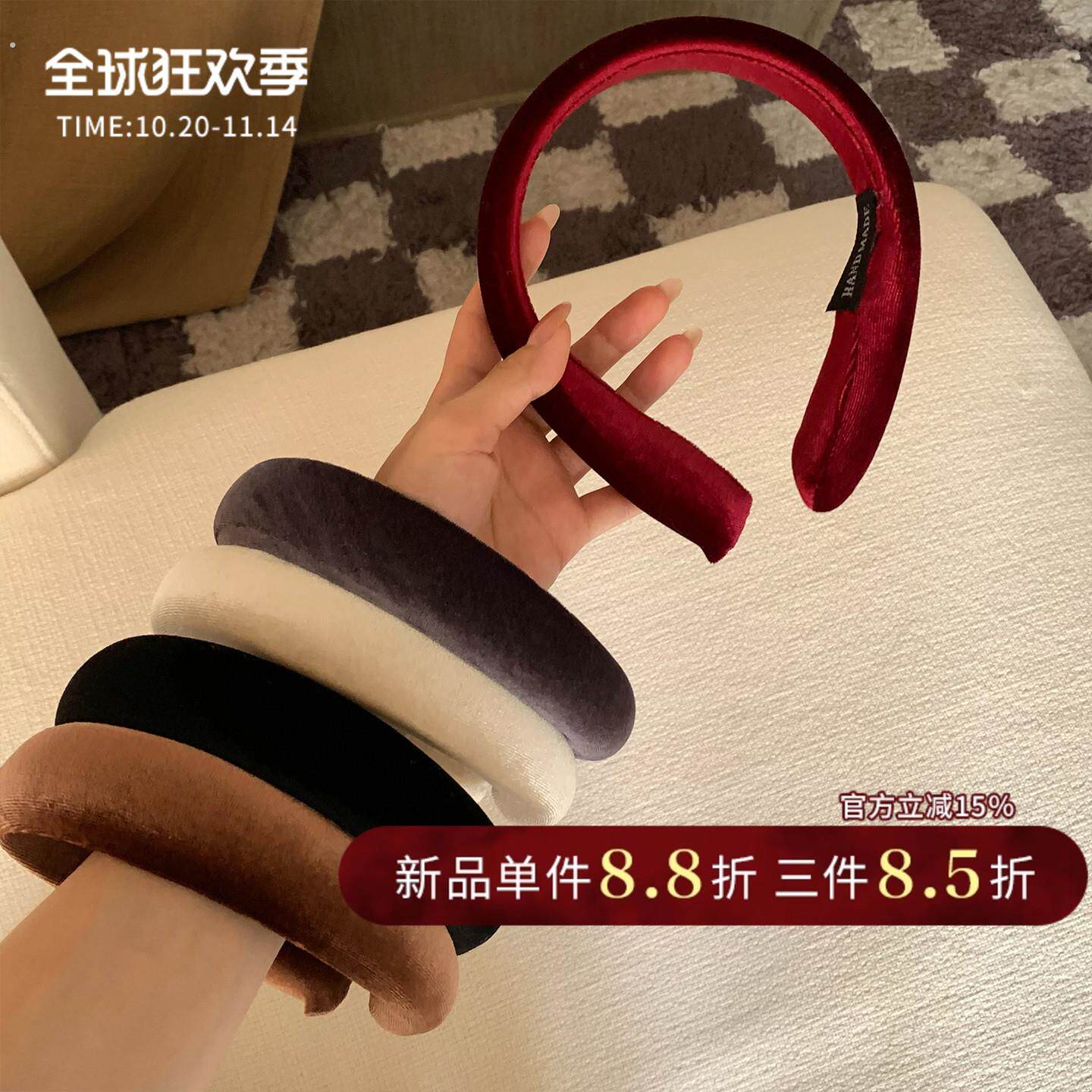 高端定制! 梨形头显脸小发箍丝绒高颅顶发箍高级感发卡女头发饰